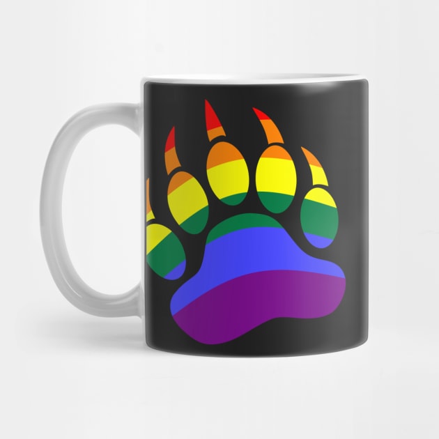 Mens Rainbow Daddy Bear Paw Print LGBT by brodyquixote